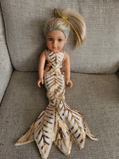 Vintage geoffrey llc journey Doll Mermaid White Gold Sequin Blue Eyes Blonde