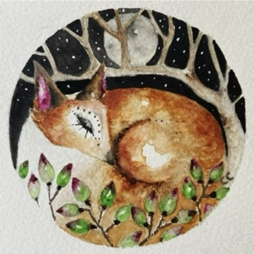 Mounted original sleeping fox - sleeping,