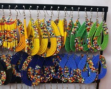 Handmade Bead Tassel Earrings, Maasai Earrings, African Ethnic Tassle Jewellery
