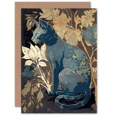 Russian blue cat floral - russian,