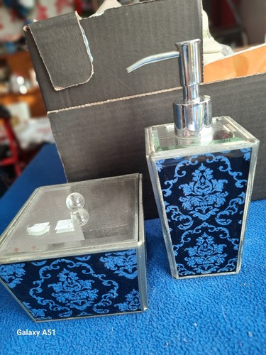 Silver and blue glass - silver,
