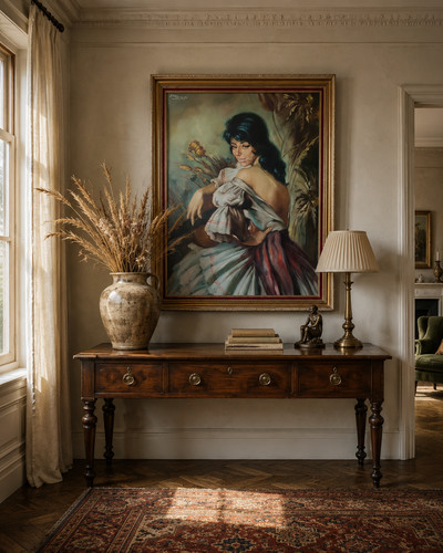 Vintage framed oil - framed,