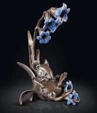 Mouse with Bluebells Bronze Sculpture (Limited Edition) Michael Simpson