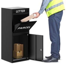 Belofay Large Post Box High Capacity Outdoor Parcel Drop Box Tall Mail Box Black