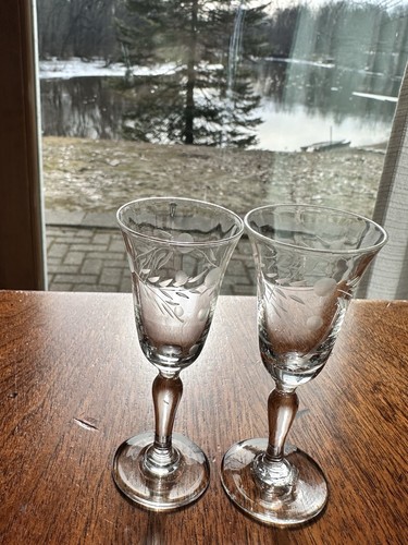 Pair etched crystal pony - crystal,