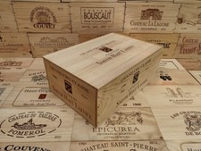 Wooden Wine Box Crate with lid ~ Chateau Smith-Haut-Lafitte ~ 12 bottle size