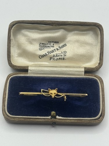 9ct yellow gold fox brooch - fox,