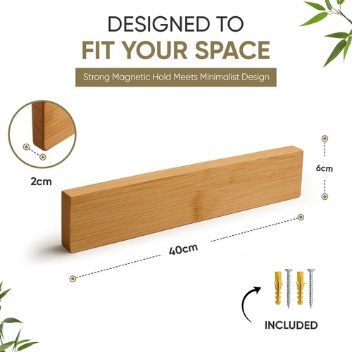 Bamboo magnetic knife - knife, holder