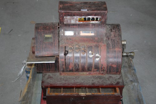 Antique wooden cash register - antique,