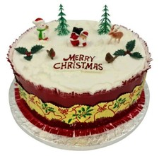 10 piece SET Merry Christmas Cake Frill Decorations yule log cupcake toppers