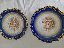 i pair of antique french cherub porcelain plates handpainted. good condition