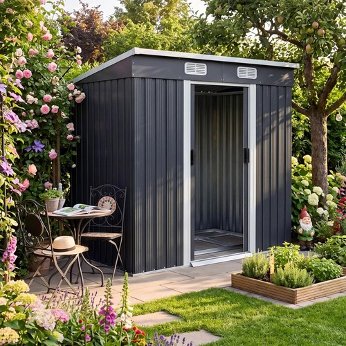 6x4ft metal garden shed - garden,