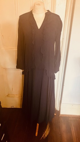 Toast navy blue viscose ruffle - toast,