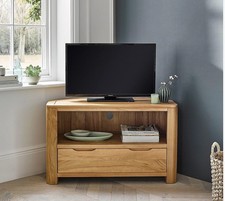 Oak Furnitureland ROMSEY Natural Solid Oak Corner TV Unit -RRP £430