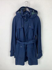 Merc Navy Hooded Mid Long Trench Coat Belted Utility Style Pockets Size L New