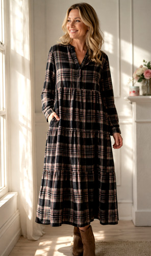 Primark checked tiered midi - primark,
