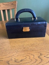 Black leather Jewellery box with handle from H Samuels