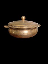 Vintage Indian Brass Pot With Lid | Decorative Brass Bowl & Rustic Home Decor