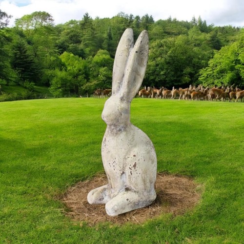 Stone effect hare - stone, sculpture