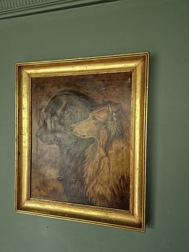 Victorian oil painting dogs - oil,