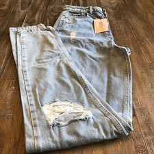 Miss Guided Tall Riot HW Rip Knee Mom Jean Size 4 in Blue 