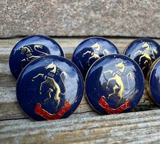Set of 8 - 18mm High quality blue enamel shank buttons Lowland Military Button