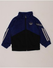 ADIDAS Baby Boys Graphic Tracksuit Top Jacket 9-12 Months Blue Colourblock AF06