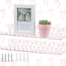 2 Pcs Pink Bow Acrylic