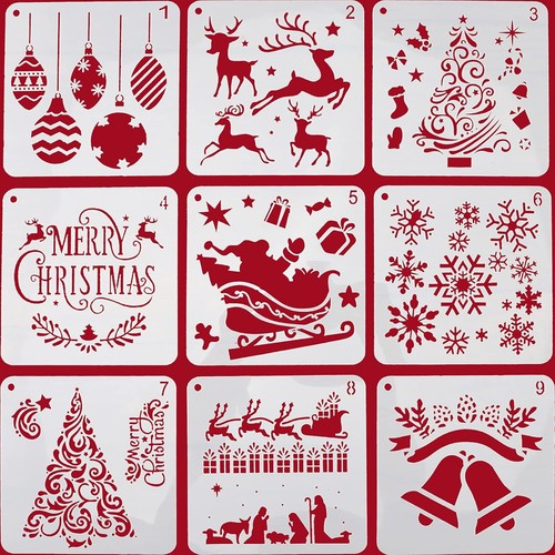 9pcs christmas stencils - christmas,