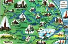 Norfolk Broads Map Postcard