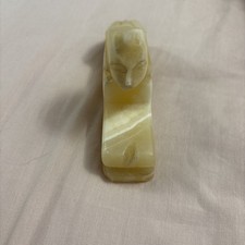 Vtg EGYPTIAN SPHINX Figurine ALABASTER onyx STONE Handcarved  