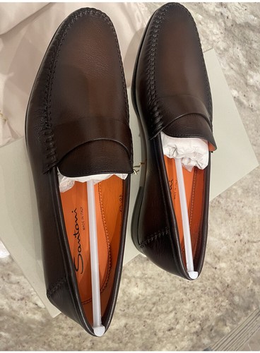 Santoni brown leather shoe men - leather,