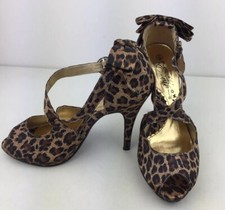 Evie Women's Leopard Print Stiletto High Heel Event Shoes With Bow Trim UK 5 VGC