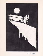 TOM KRYSS T.L. KRYSS SIGNED "TRUCK DRIVING RABBIT "  PRINT