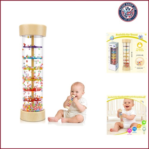 Wooden baby rattle - wooden, rain