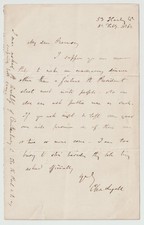 Charles Lyell Signed Letter On A Royal Society Dinner - Scottish Geologist