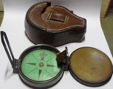 ANTIQUE PRISMATIC COMPASS IN LEATHER CASE Cr 1860s