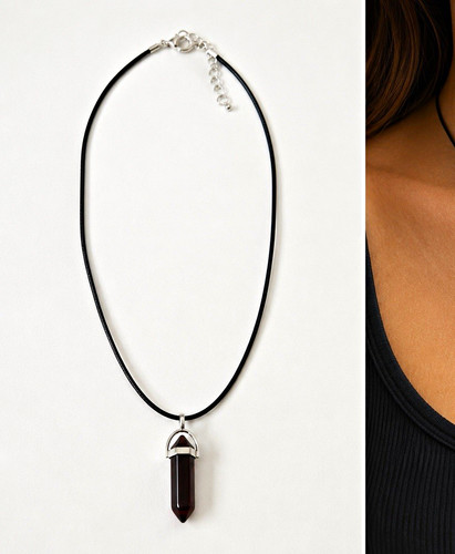 Black cord necklace bullet - black,