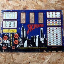 Vintage 1980s Marian Skyline New York Fruit Machine Bandit Glass Panel 55x37.5cm