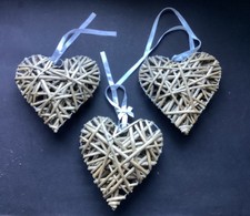 3x Wicker Hearts Wall Hanging