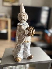 Ceramic Spanish Porcelain Theatrical 3 Headed Blue/White Clown Statue Espada 70s