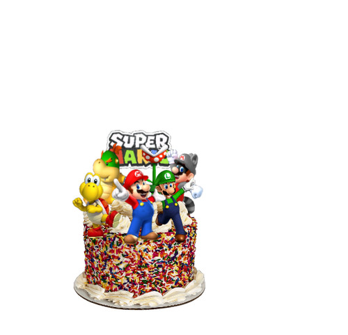 Super mario 7pcs set cake - mario,