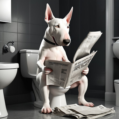 English bull terrier toilet - terrier, on