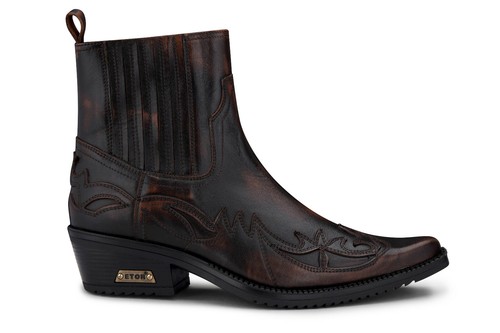 Mens leather cowboy ankle - leather,