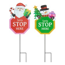 Assorted Santa Stop Here Metal