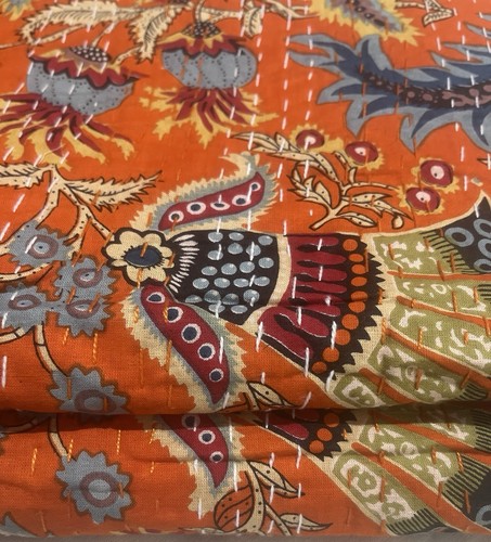 Indian kantha quilt bedspread - quilt,