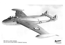 FLIGHT AVIATION PLANES POSTCARD DE HAVILLAND VENOM  UNUSED VERY GOOD