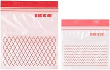 Ikea ISTAD 1L & 0.4L Double-Seal Freezer Food Bags, Red - Set of 60 Bags Total