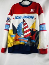 NWT Men's Starter Black Label Retro Wind Jamming Sailing Yacht Sweatshirt Polo