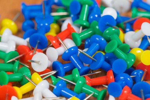 Push pin red yellow white - push,